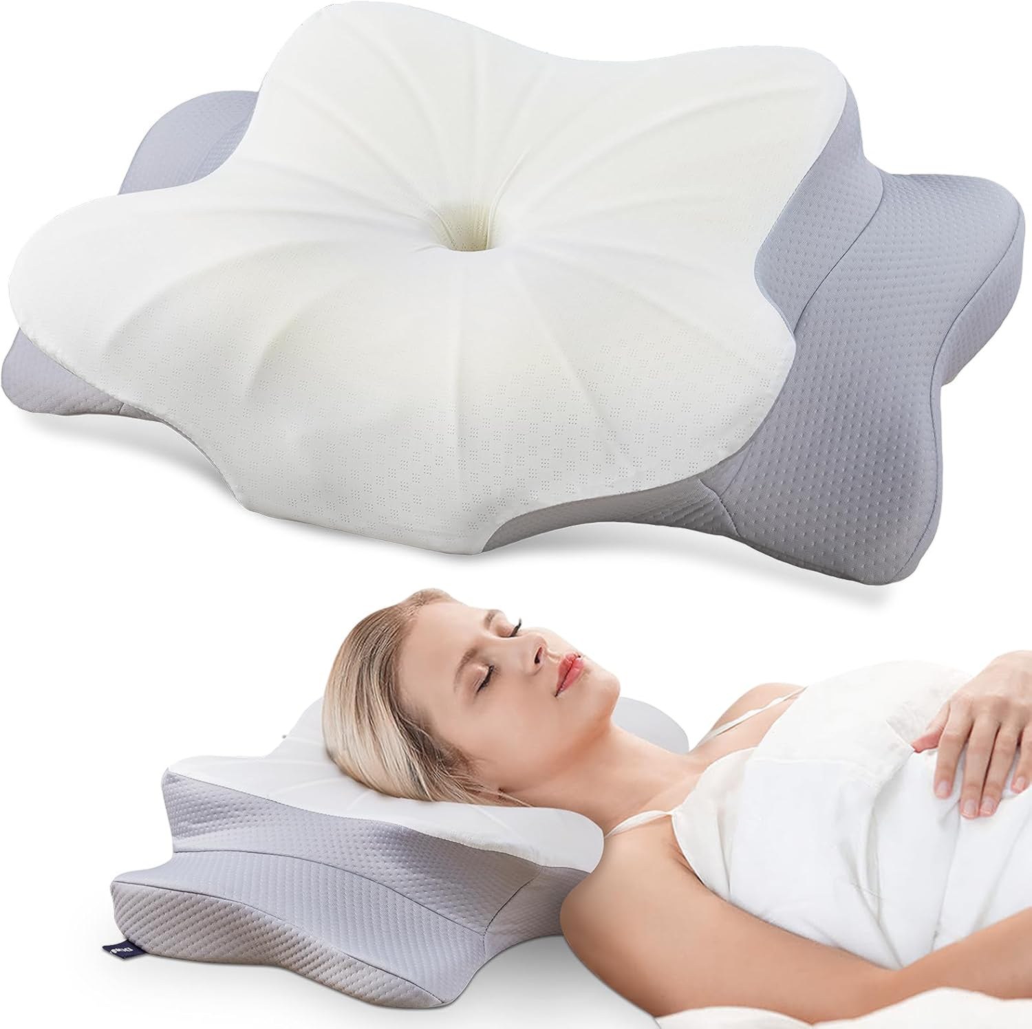 DONAMA Cervical Pillow with Ice Silk Pillowcase